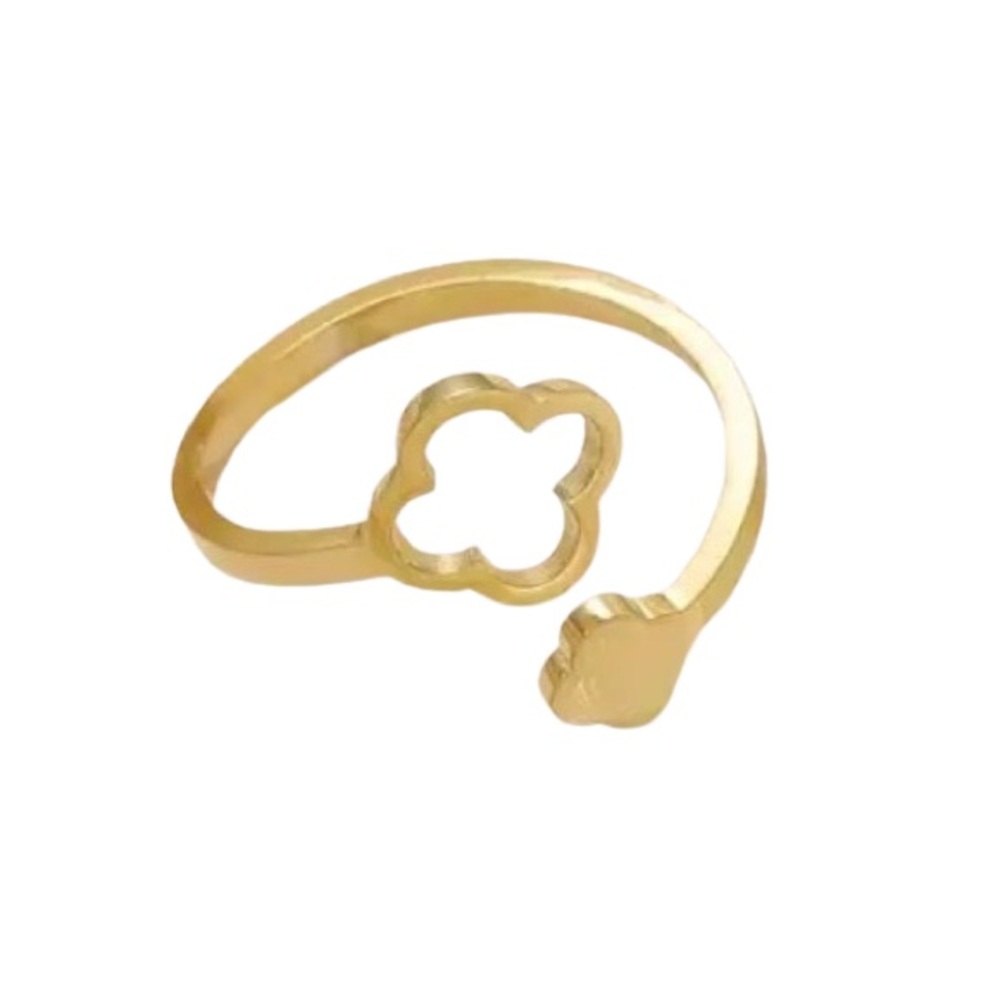 Clover Adjustable Ring Stainless Steel